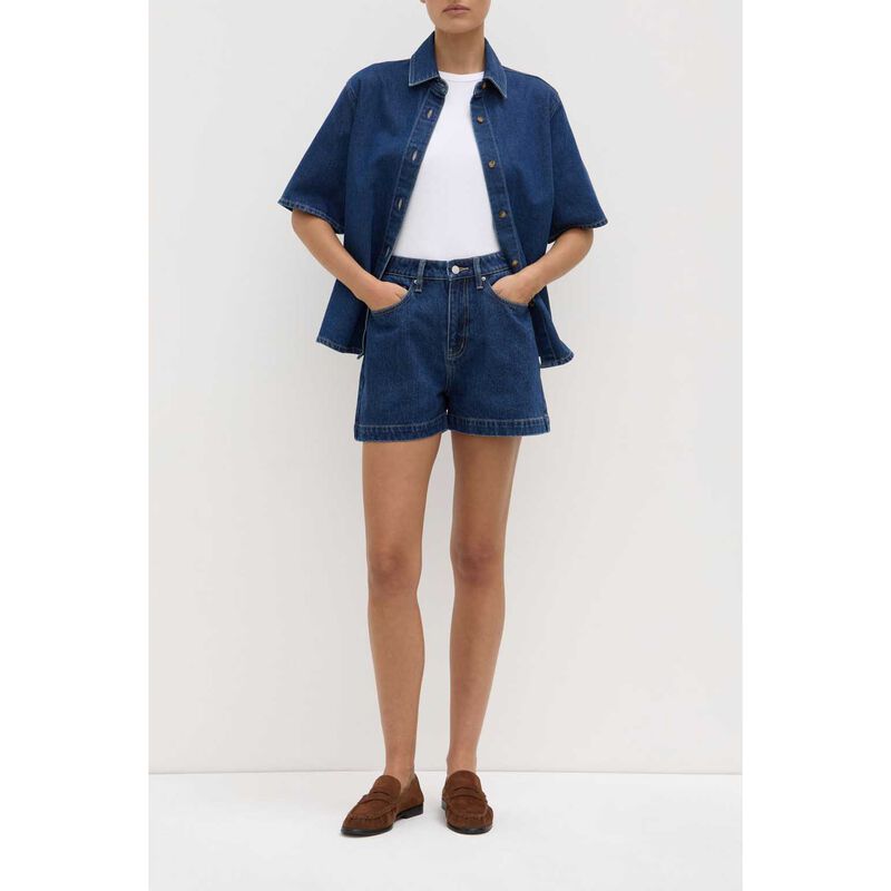 Assembly Label Boxy Denim Short Sleeve Shirt Heritage Blue image number 3